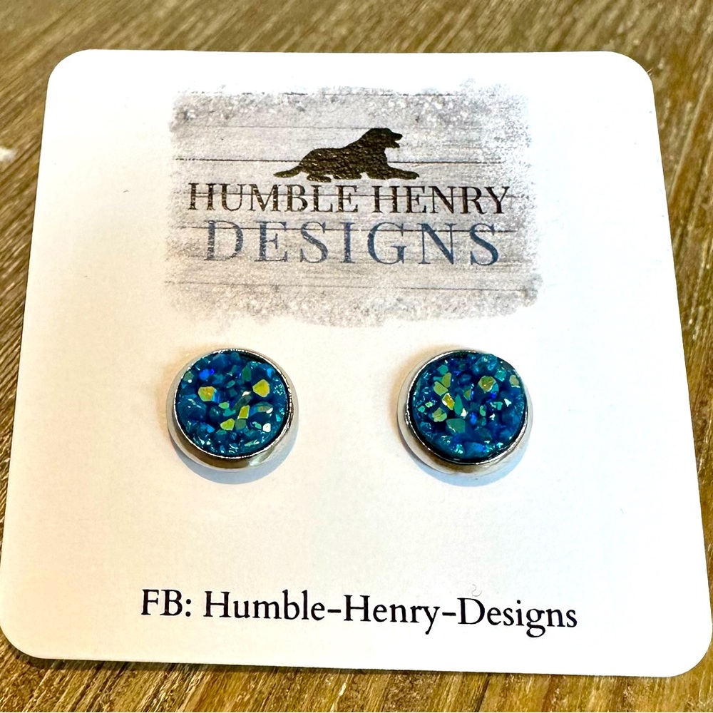 Humble Henry Designs Blue Stud Earrings